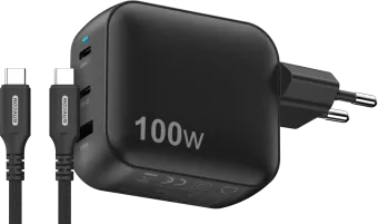Sitecom 100W GaN Power Delivery Wandoplader + Sitecom USB-C naar USB-C Kabel 2m