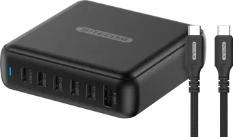 Sitecom 200W GaN Power Delivery Wandoplader + Sitecom USB-C naar USB-C Kabel 2m