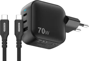 Sitecom 70W GaN Power Delivery Wandoplader + Sitecom USB-C naar USB-C Kabel 2m