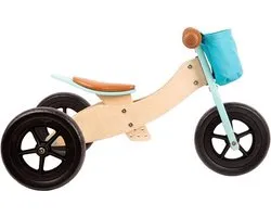 Small Foot - Houten Driewieler en Loopfiets 2in1 Maxi Turquoise