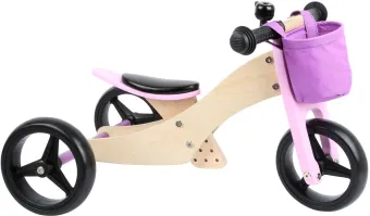 Small Foot - Houten Driewieler en Loopfiets 2in1 Roze