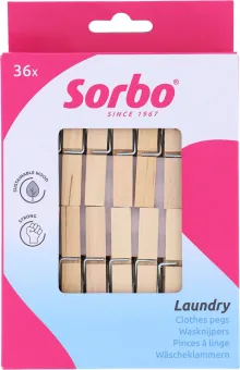 Sorbo Houten Wasknijpers - Set van 36 - FSC(R) Gecertificeerd - Extra Sterk met 7-Slagsveer Sorbo Houten Wasknijpers - Set van 36 - FSC(R) Gecertificeerd - Extra Sterk met 7-Slagsveer