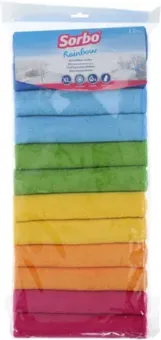 Sorbo Microvezeldoek Rainbow - Schoonmaakdoek - 6 Kleuren - 12 Stuks