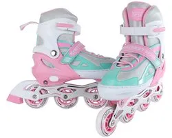 Street Rider Inline Skeelers Roze/Groen Verstelbaar, Maat 33-36