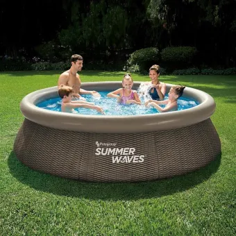 SUMMER WAVES ZWEMBAD QUICK SET 305 X 76 CM DARK DOUBLE RATTAN + FILTERPOMP SUMMER WAVES ZWEMBAD QUICK SET 305 X 76 CM DARK DOUBLE RATTAN + FILTERPOMP