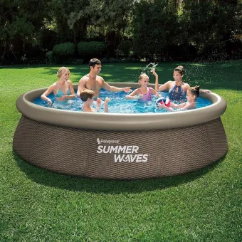 SUMMER WAVES ZWEMBAD QUICK SET 366 X 76 CM DARK DOUBLE RATTAN + FILTERPOMP