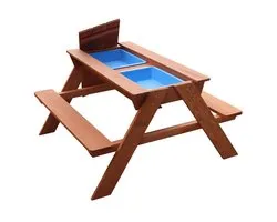 Sunny Dave Zand & Water Picknicktafel in Bruin voor kinderen - Multifunctionele Picknick tafel met 2 uitneembare kunststof bakken - FSC hout