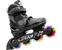 Suotu Skeelers - Inlineskates Verstelbaar - Skeelers meisjes en jongens - Maat: EUR 32-36 - lichtgevende wielen - Zwart - M
