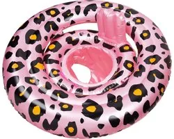 Swim Essentials - Babyzwemband met panterprint - Zwemring - Babyfloat - Opblaasbaar - 0 tot 1 Jaar - 11 Kilo - PVC - roze