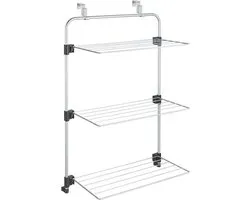 Tomado - Droogrek Gale - 11 meter Drooglengte - Ophangbaar aan Deur of douchewand - Zilvergrijs - 5 jaar garantie