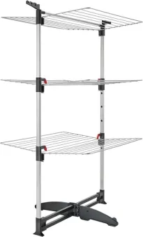 Tomado - Droogtoren Ciclone Vario - 38 meter drooglengte - Inklapbaar - Aluminium en Metaal - Met kledinghangershaken - 5 jaar garantie - Zilvergrijs Tomado - Droogtoren Ciclone Vario - 38 meter drooglengte - Inklapbaar - Aluminium en Metaal - Met kledinghangershaken - 5 jaar garantie - Zilvergrijs