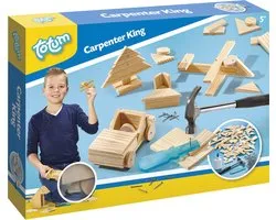 Totum Carpenter King junior Timmerset met hout - educatief speelgoed bouwset - leren timmeren speelgoed jongens en meisjes