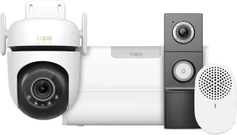TP-Link Tapo H500 Smart HomeBase + C530WS + D235 Smart Battery & Wired Doorbell