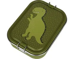 Trixie Brooddoos groot - Mr. Dino - RSV Lunchbox voor kinderen - Makkelijk te openen Broodtrommel - 2 vakken - Groen