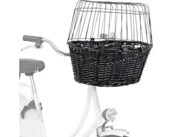 Trixie - Wilgen Fietsmand - Voorop - Met Kussen En Kap - Zwart - 50X41X35 cm