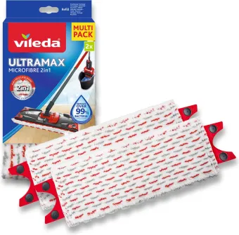 UltraMax Vileda Vervanging - Set van 2 - Geschikt voor alle platte mopsystemen van Vileda - Voor alle vloertypes UltraMax Vileda Vervanging - Set van 2 - Geschikt voor alle platte mopsystemen van Vileda - Voor alle vloertypes