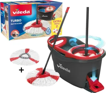 Vileda TURBO 2in1 - Pedaalsysteem met 2 vervangingen - Microvezelmop 2in1 Vileda TURBO 2in1 - Pedaalsysteem met 2 vervangingen - Microvezelmop 2in1