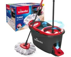 Vileda Turbo 3in1 - complete roterende mopset met emmer met pedaalpers - Nieuwe generatie microvezelpad 3in1