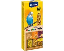 Vitakraft Kracker Trio Mix parkiet - honing, fruit en ei - 3 stuks - 80 gram